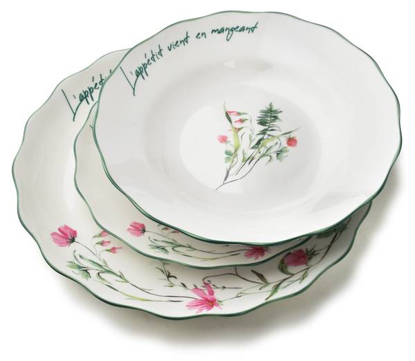 Suppenteller MOLLIE Grün - Fine Bone China - Porzellan - 23 x 5 x 5 cm
