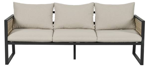Lounge jardin 4-pce Rhea Ⅴ Beige - Noir - Polyester - Tissu - Acier - Bois composite - 67 x 63 x 182 cm
