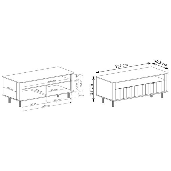 TV-meubel NOVADO grijs - staal - melamine - 137 x 57 x 40 cm