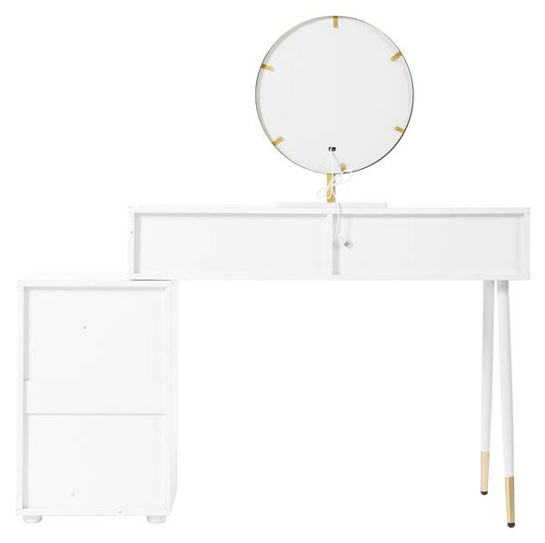 Kaptafel Spiegel WaveGLOW Ⅳ wit - plaatmateriaal op houtbasis - 100 x 127 x 40 cm