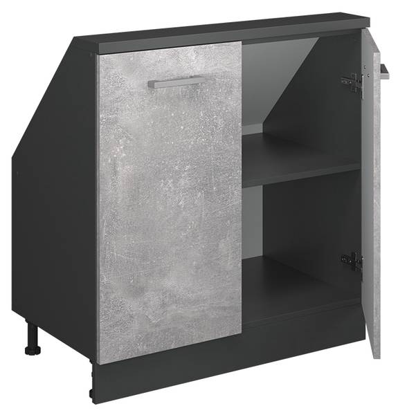 Meuble sous pente R-Line 58056 Anthracite - Imitation béton - Largeur : 80 cm