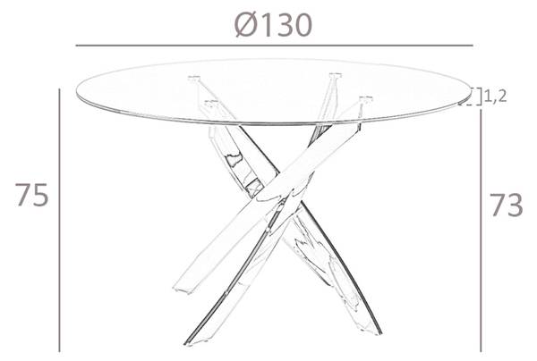 Esstisch 1169 Pink - Klarglas - Sicherheitsglas - 130 x 75 x 130 cm