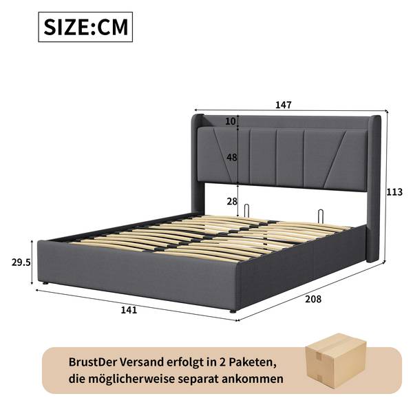 Doppelbett GAGFQ3 Liegefläche Breite: 140 cm