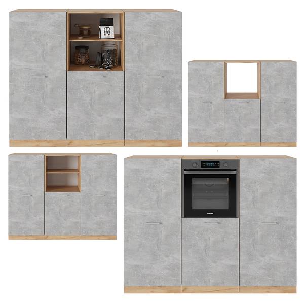 Küchenblock R-Line 53887 Braun - Grau - Chrom - 180 x 143 x 46 cm