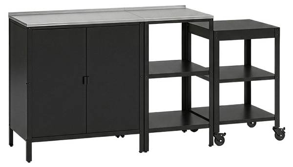 Outdoorset Bolognano 3-tlg. Schwarz - Stahl - 80 x 92 x 50 cm