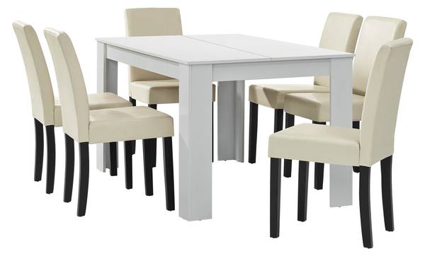 Essgruppe Forssa (7-teilig) Cremeweiß