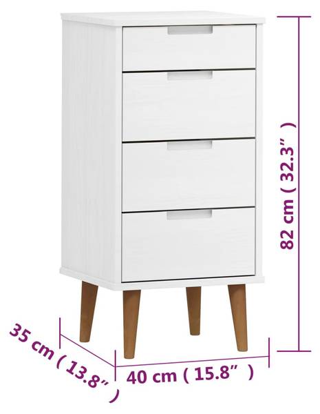 Armoire à tiroirs 3017181 Blanc - Pin - 40 x 82 x 35 cm