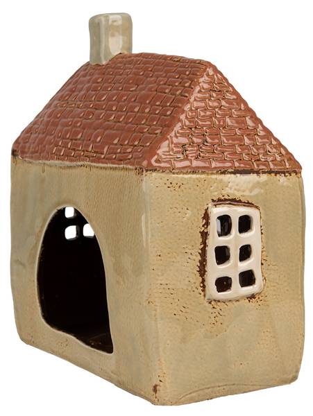 Teelichthalter Haus Maastricht Grün - Keramik - 10 x 19 x 17 cm