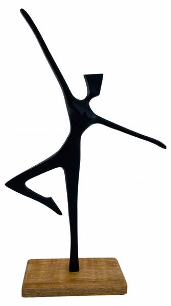 Tanzimpuls Dynamische Skulptur Schwarz - Braun - Holzwerkstoff - Metall - 28 x 46 x 6 cm