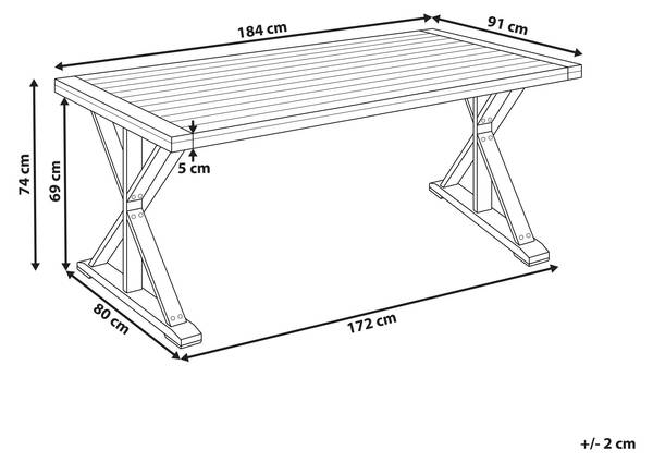 Esstisch CALABRITTO Braun - Massivholz - 180 x 74 x 90 cm