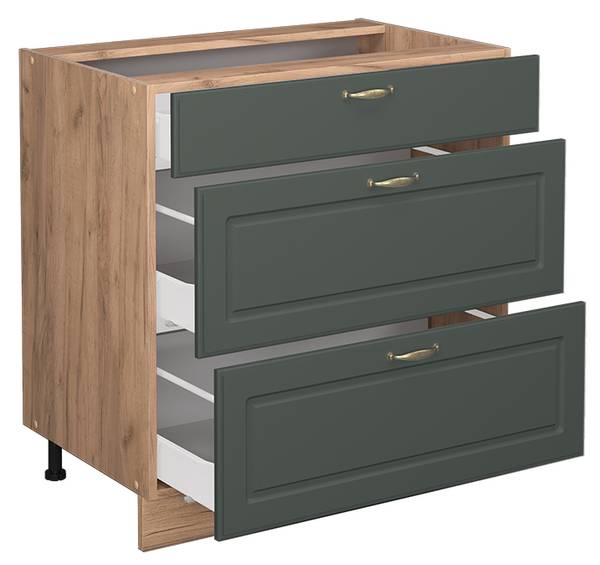 Küchenunterschrank Fame-Line 45971 Grün - Eiche Landhaus Dekor - Eiche Dekor - Breite: 80 cm