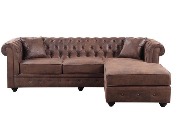 Sofa ohne Schlafmöglichkeit TOLEDO Braun - Textil - 163 x 72 x 228 cm