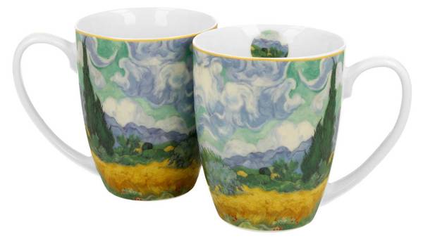 Becher Van Gogh Wheat Field 2er Set Blau - Porzellan - 12 x 10 x 8 cm
