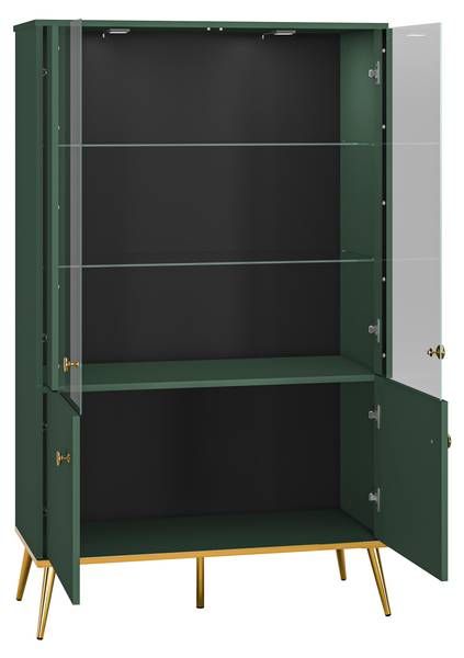 Vitrinenschrank FORT SC92 4D Grün - Melamin - 92 x 152 x 40 cm