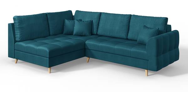 Skandinavisches Ecksofa Amber mit Hocker Türkis - Ecke davorstehend links