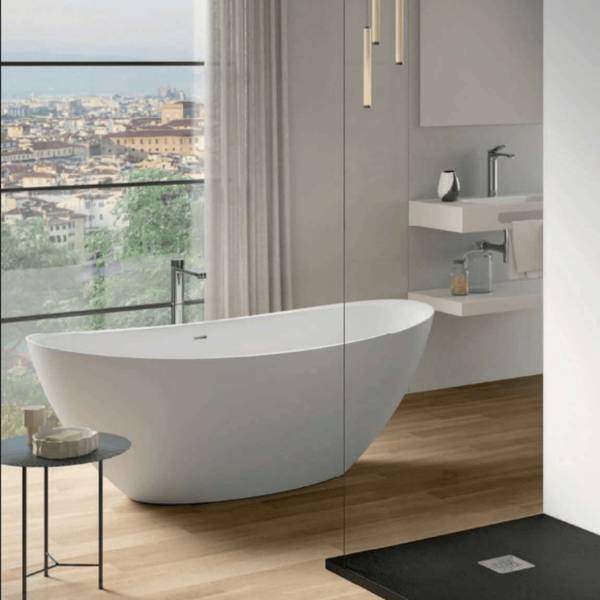 Badewanne LUMERA Weiß - Harz - 167 x 58 x 167 cm