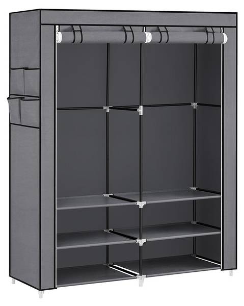 Armoire en tissu Monrovia Victoria Gris - Matière plastique - 127 x 176 x 45 cm