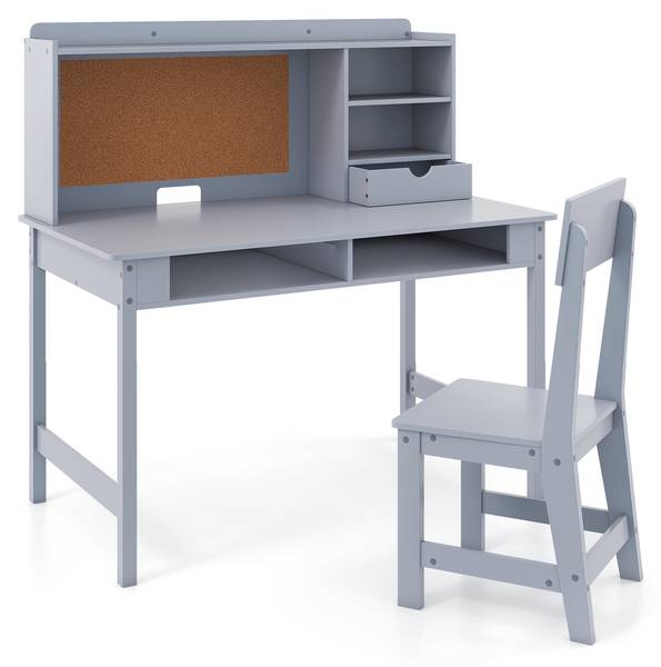 Kinderschreibtisch mit Stuhl 6132 Grau - Holzwerkstoff - 110 x 110 x 60 cm
