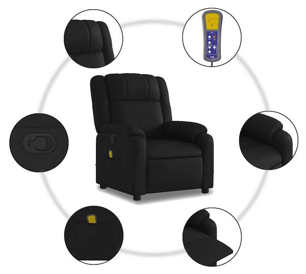 Massagesessel 3037715 Schwarz - Mischgewebe - 77 x 99 x 95 cm