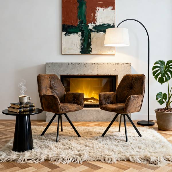 Bürostuhl CALF 2er-Set Braun - Textil - 60 x 83 x 60 cm