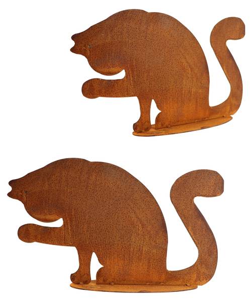Gartenfigur Katze Dekoration Braun - Stahl - 32 x 22 x 7 cm