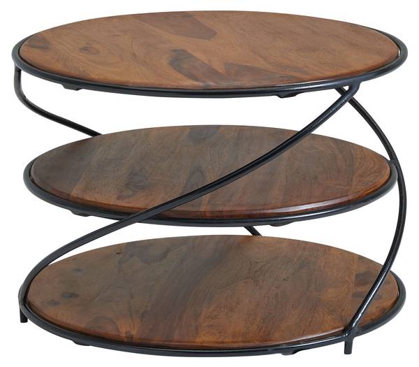 Couchtisch BAKONY mit drei Ablagen Braun - Sheesham - 58 x 40 x 58 cm
