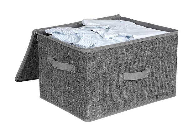 Lot de 3 boîtes de rangement pliables Gris - Textile - 30 x 25 x 40 cm