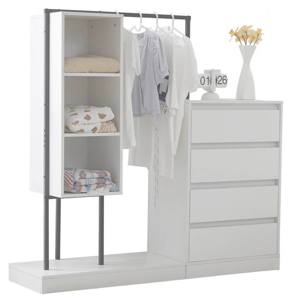 Garderoben-Set Emma Weiß - Holzwerkstoff - 140 x 135 x 38 cm