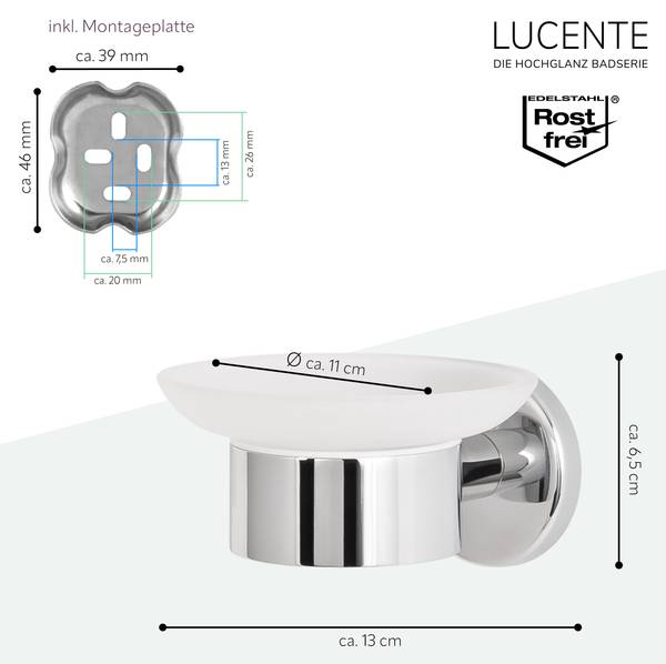 Seifenschale Lucente 67740 Silber - Metall - 13 x 11 x 7 cm