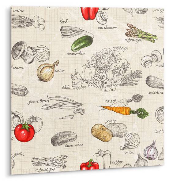 Selbstklebende Fliesen (9 St.) Gemüse Polyester PVC - 30 x 30 x 0 cm