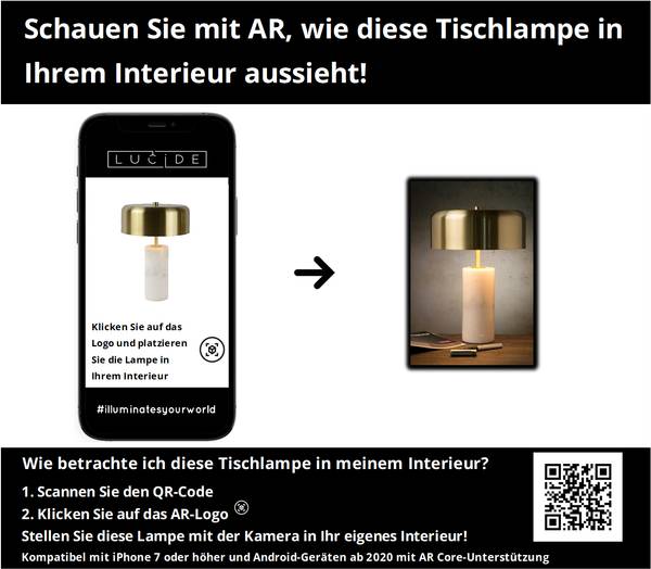 Tischlampe MIRASOL Weiß - Marmor - 25 x 37 x 25 cm