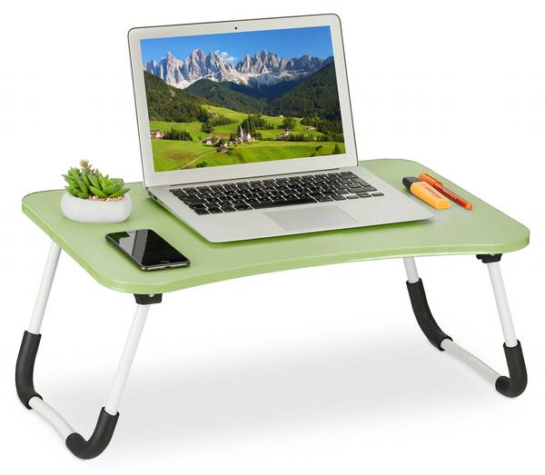 Table de lit ordinateur portable en vert Noir - Vert - Blanc - Fer - 63 x 26 x 40 cm