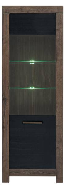 Vitrinekast Adam bruin - plaatmateriaal op houtbasis - 68 x 196 x 39 cm