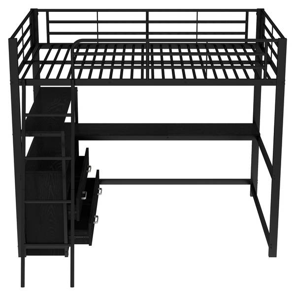 Hochbett BB3715 Schwarz - Metall - 145 x 180 x 204 cm