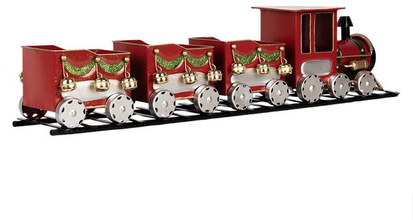 Dekorationsfigur Zug Xmas&Peter Rot - Metall - 12 x 14 x 58 cm