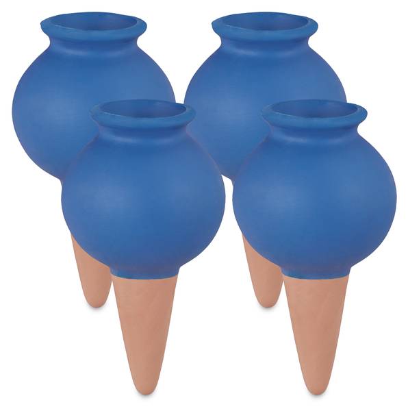Waterdruppelaar planten set van 4 blauw - bruin - keramiek - 6 x 12 x 6 cm
