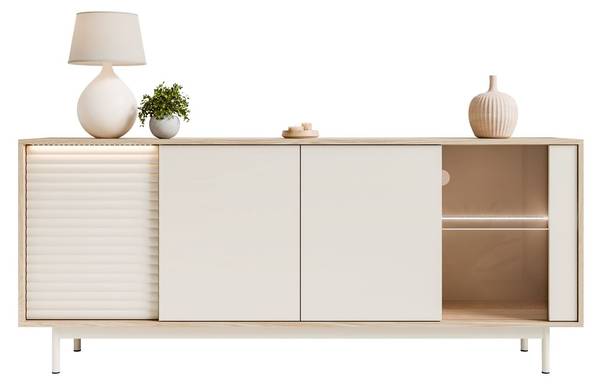 Commode FLORENCE beige - plaatmateriaal op houtbasis - 184 x 77 x 40 cm