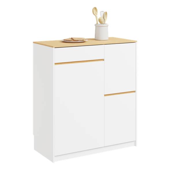 Küchenschrank FSB111-WN Braun - Weiß - Melamin - 38 x 90 x 80 cm