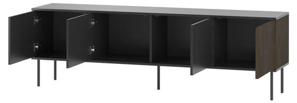 TV-Lowboard Notte Schwarz - Holzwerkstoff - 182 x 57 x 39 cm