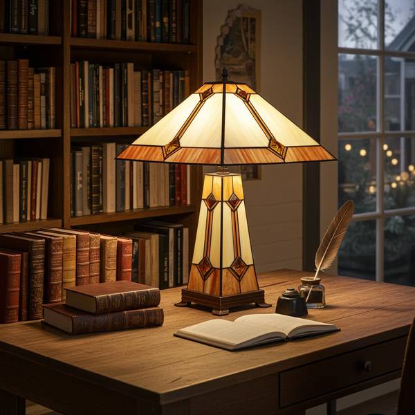 Tiffany Tischlampe 7604 Weiß - Glas - 41 x 58 x 41 cm