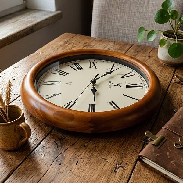 Funk-Wanduhr WILDBERG Braun - Massivholz - 35 x 35 x 3 cm