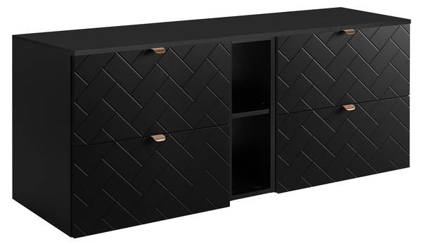 Badezimmerschrank Cubic Schwarz - Gold