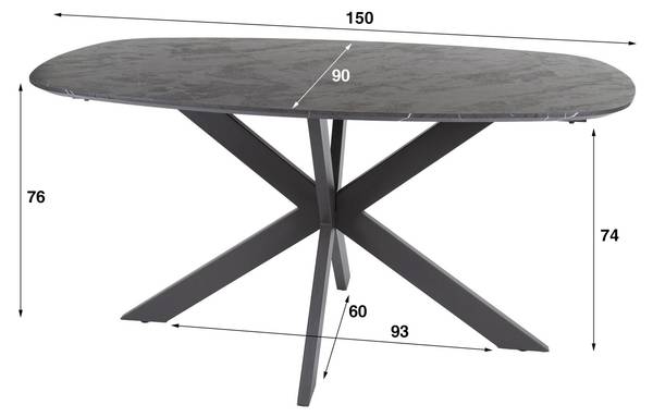 Esstisch ONYX 150 x 76 x 90 cm