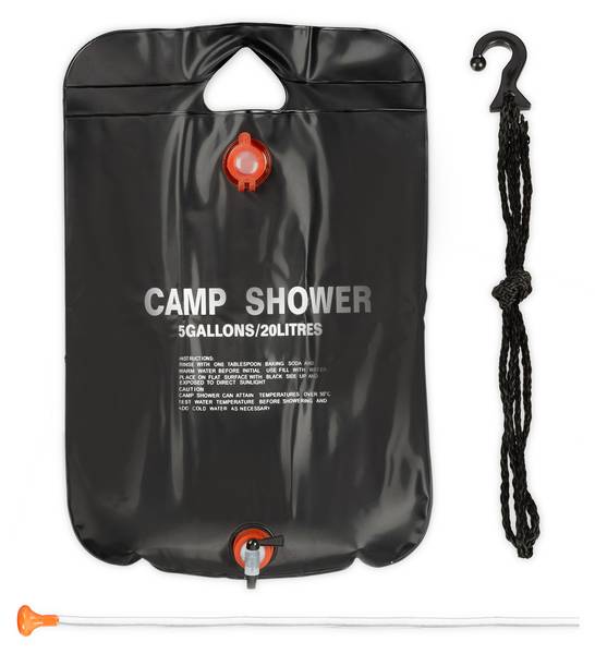Campingdusche 20 Liter Schwarz - Kunststoff - 40 x 61 x 4 cm