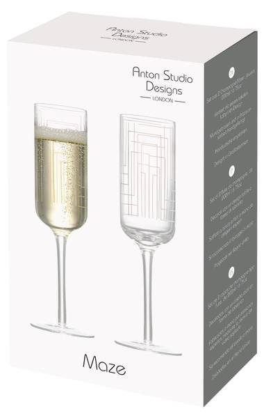 Champagnerflöte Maze 2er-Set Glas - 14 x 21 x 6 cm