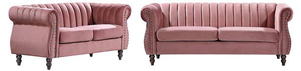 Couchgarnitur TRUMBO 2er-Set Pink - Textil - 150 x 77 x 78 cm