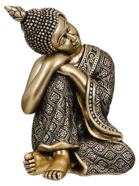 Buddha Samadhi Schwarz - Gold - Kunststoff - 10 x 17 x 10 cm