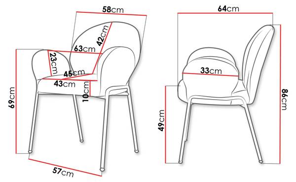 Armlehnstuhl Muz DC-1261/GL 2er-Set Grau