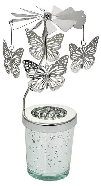 Teelichthalter Lorient Silber - Glas - 8 x 17 x 8 cm
