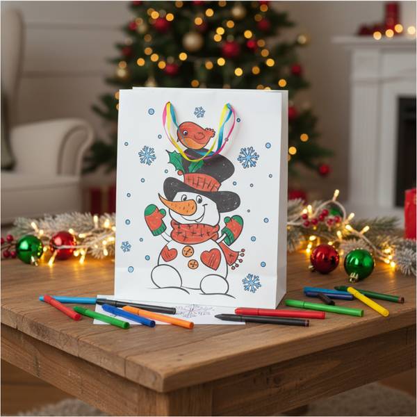 Geschenktüte Malen mit Filzstiften KIDS Weiß - Papier - 26 x 10 x 32 cm
